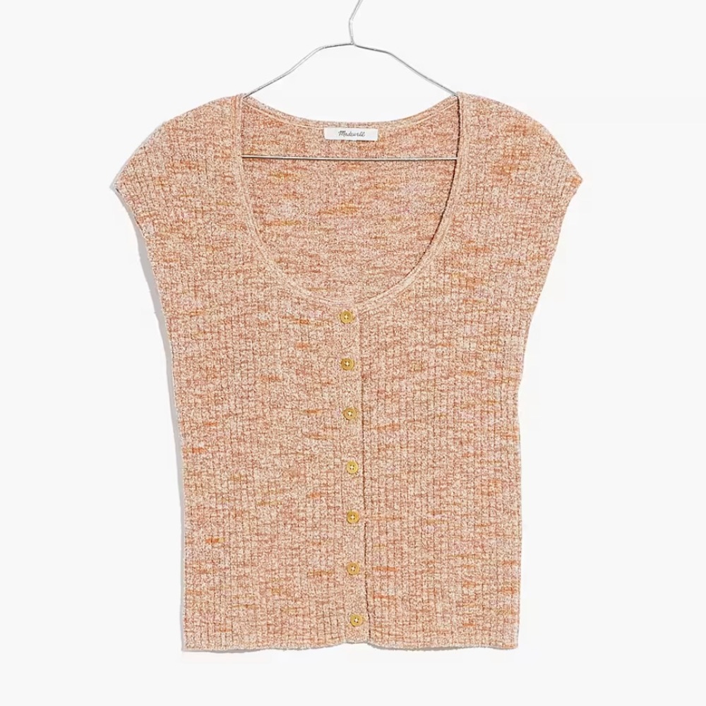 Madewell Marled Shaw Button Front Sweater Tee